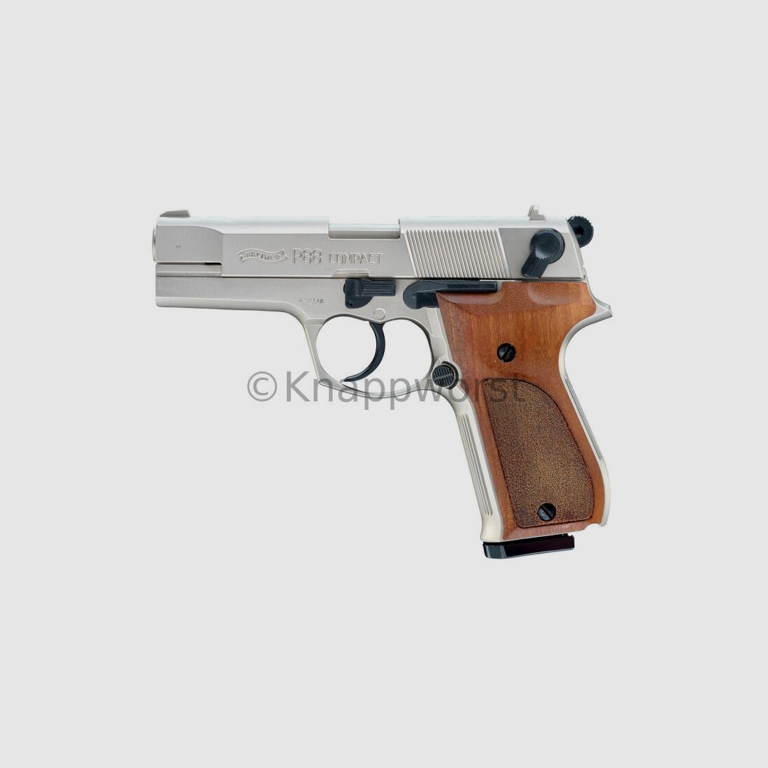 Umarex Walther P88- 10 schüssig 9mm P.A. vernickelt/ Holz