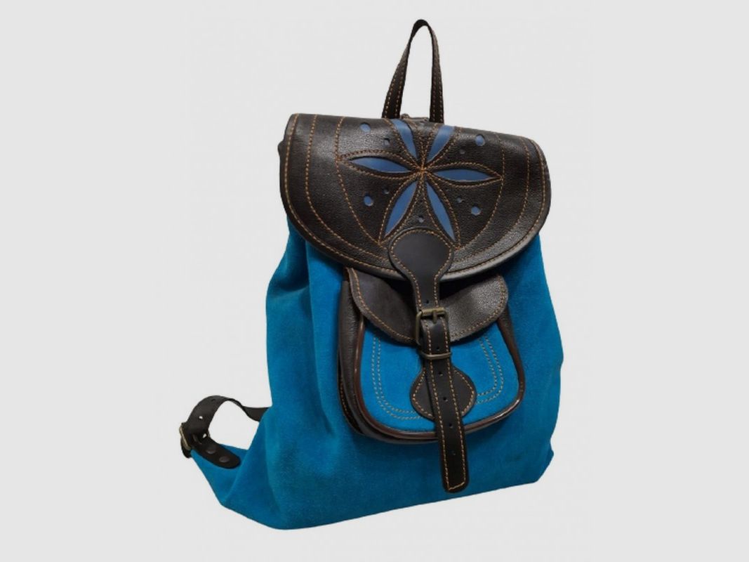 Leder-Rucksack Blau, Bild 2 von 6