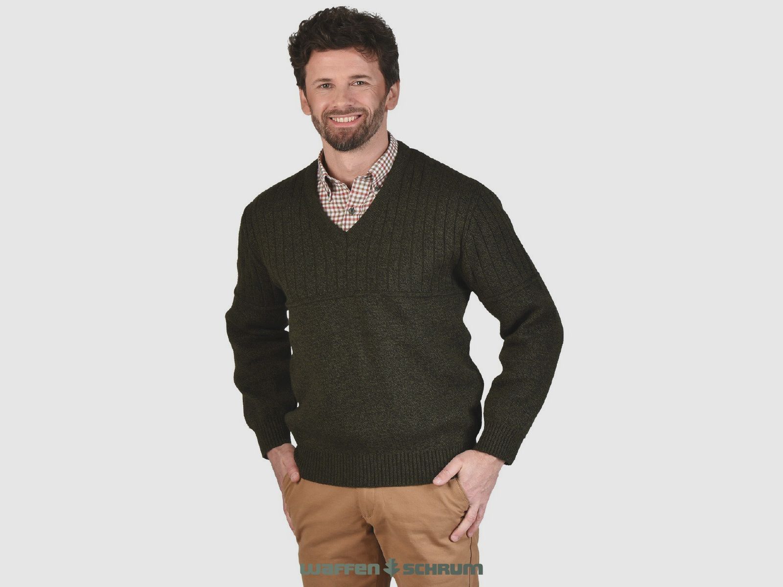 Shooter King Pullover Hunter V-Hals Grün Melange