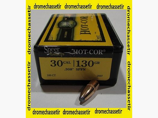 Doos van 100 Speer kogels kal. 30 in 130 grains Hot Cor SP vlakke neus, ref 2007