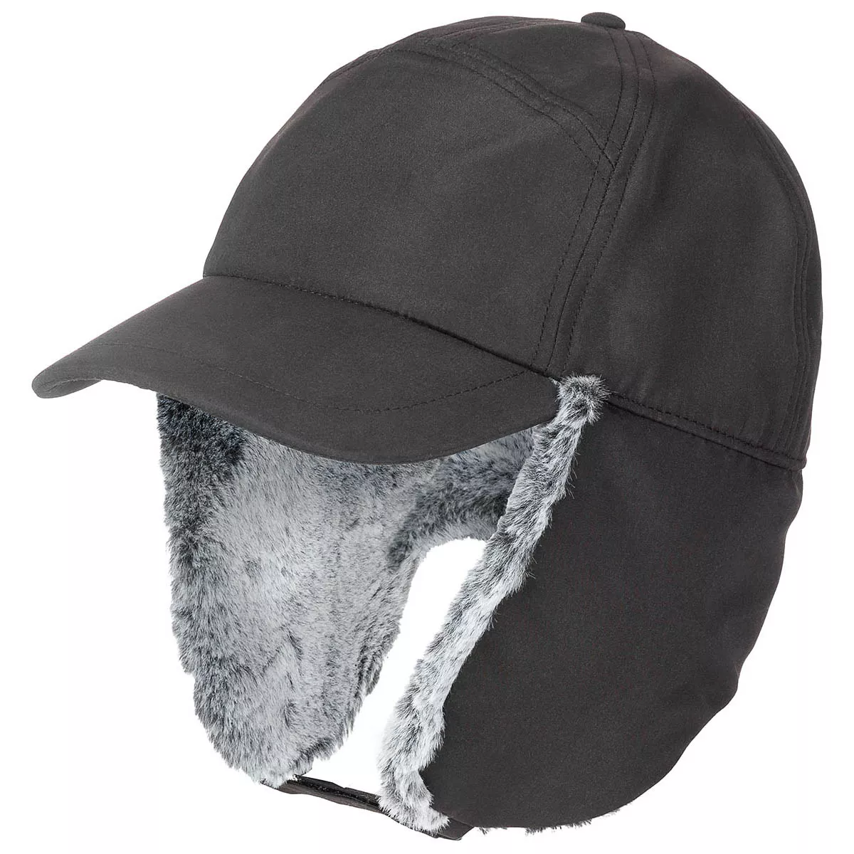 Bonnet d’hiver Trapper avec fausse fourrure, noir, image 3 sur 4