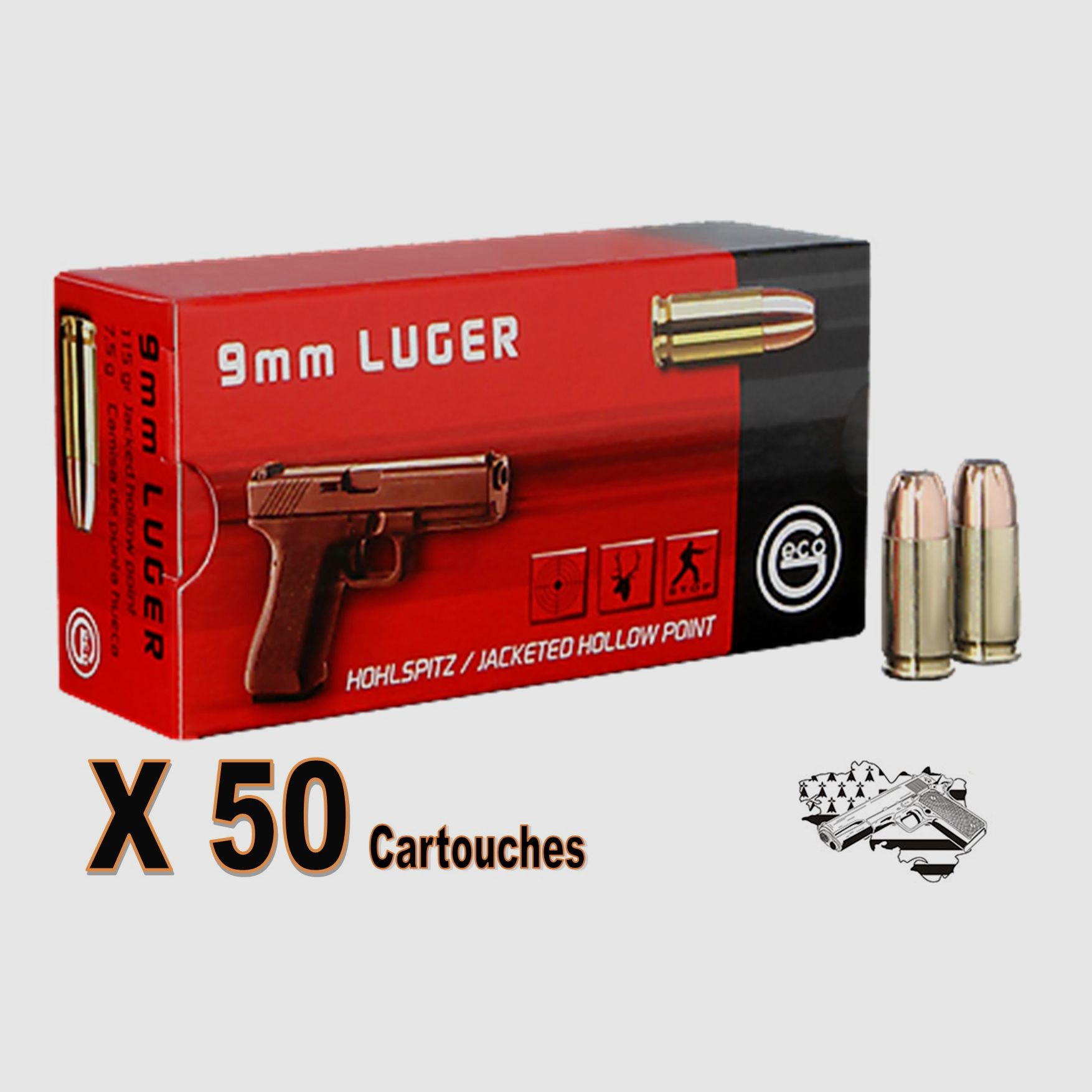 GECO 9×19 mm JHP 115 grs pro 50