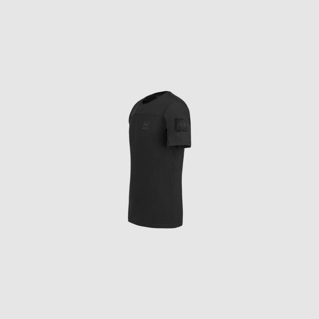GLOCK Tactical T-Shirt Schwarz – Ripstop-Schultern, Stretch-Torso – Soft-Velcro-Badge – Größe S