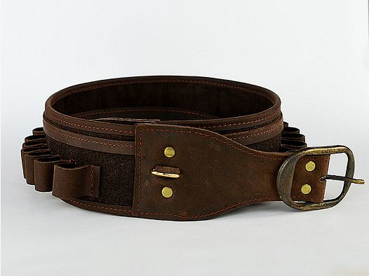 Schrotpatronengürtel Büffel-Leder + LODEN