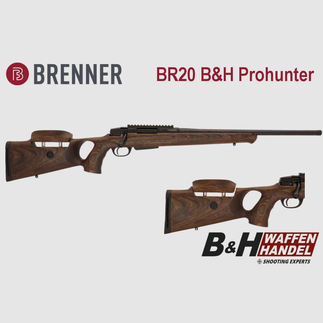 Brenner BR20 B&H Prohunter Lochschaft Repetierbüchse mit Schaftrückenverstellung, Bild 1 von 5