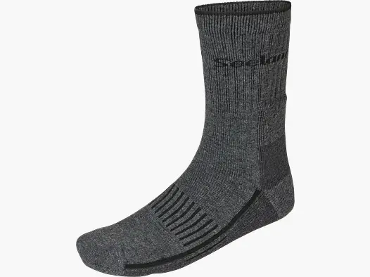 Seeland Field Heavy Merino Socke, graumeliert/schwarz