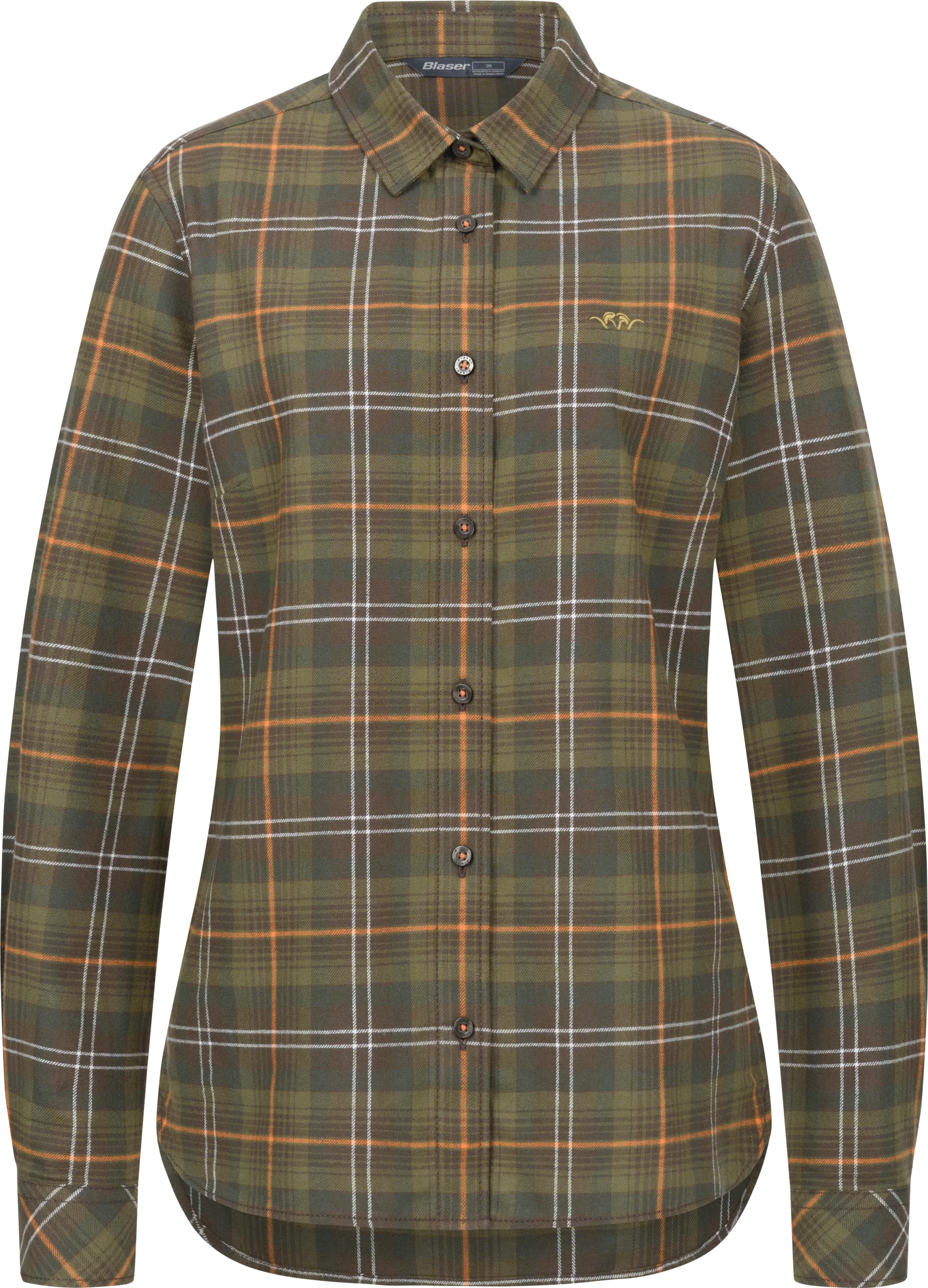 Juliana Flannel Blouse Women Green/Offwhite/Orange Checked 36
