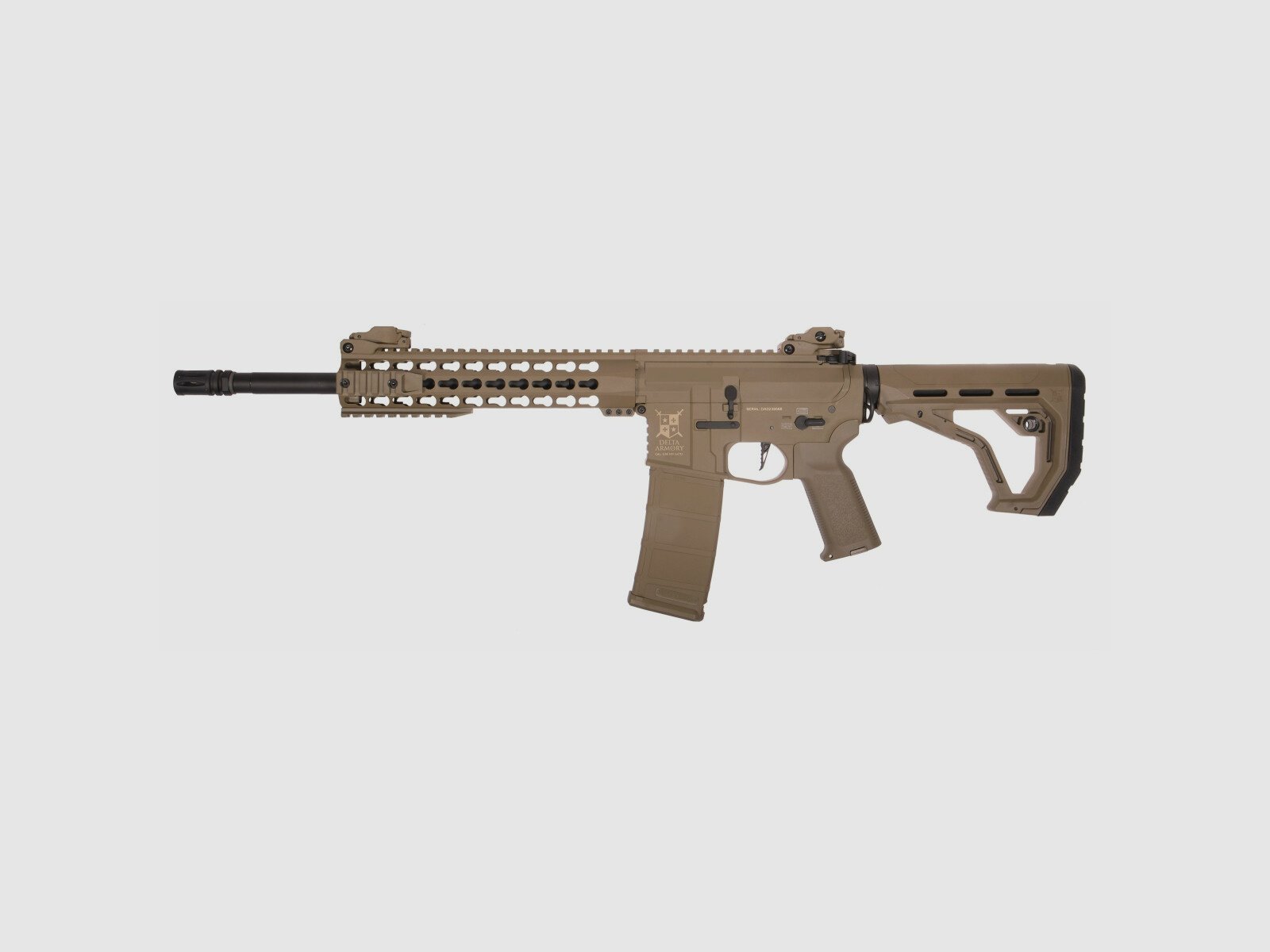 AR15 KeyMod 10 inch CHARLIE EAGLE ETU Tan S-AEG Airsoft Geweer Vrij vanaf 18 Jaar | Delta Armory