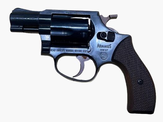 WEIHRAUCH HW 37 -. SCHRIKREVOLEVER - ZWART - HOUTEN GREP - 9MM R.K.