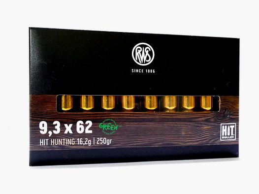 RWS 9,3X62 HIT 16,2g/250gr. Cartouches de fusil sans plomb