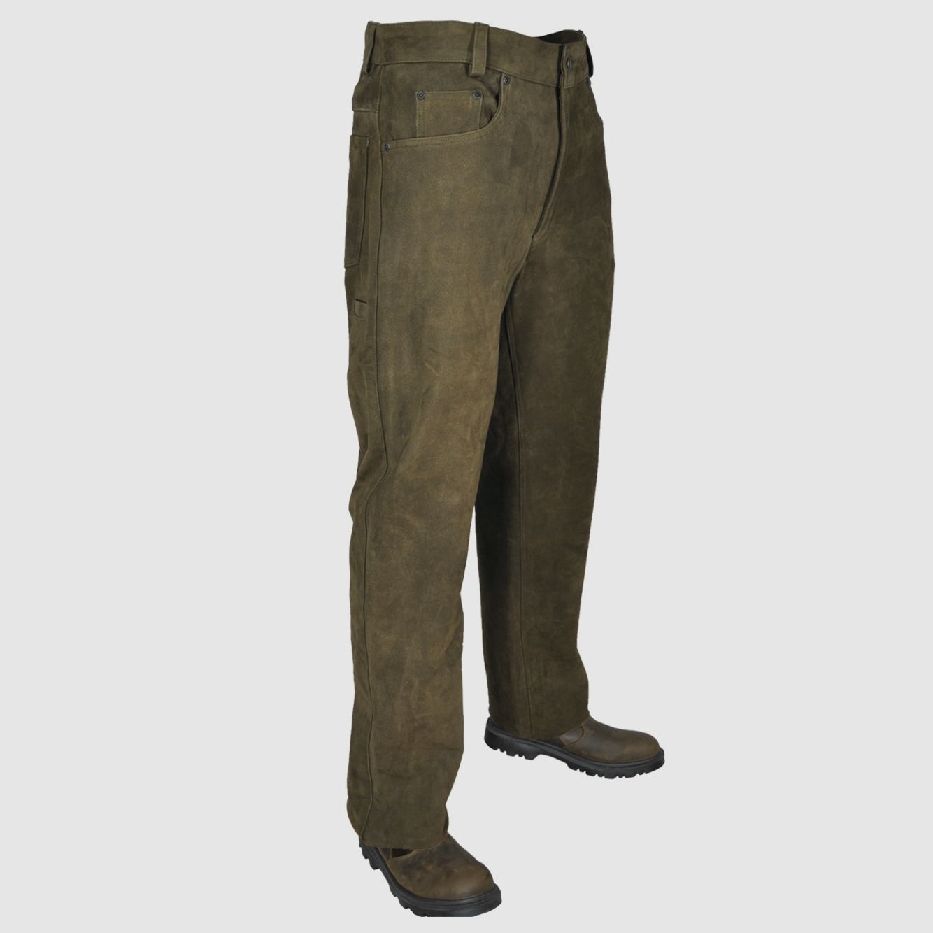 OSB Lederhose Trapper 5 Pocket oliv/braun