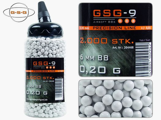 BB Softairkugeln GSG-9 Precision Line, Kaliber 6 mm BB, 0,20 g, weiĂź, 2000 StĂĽck