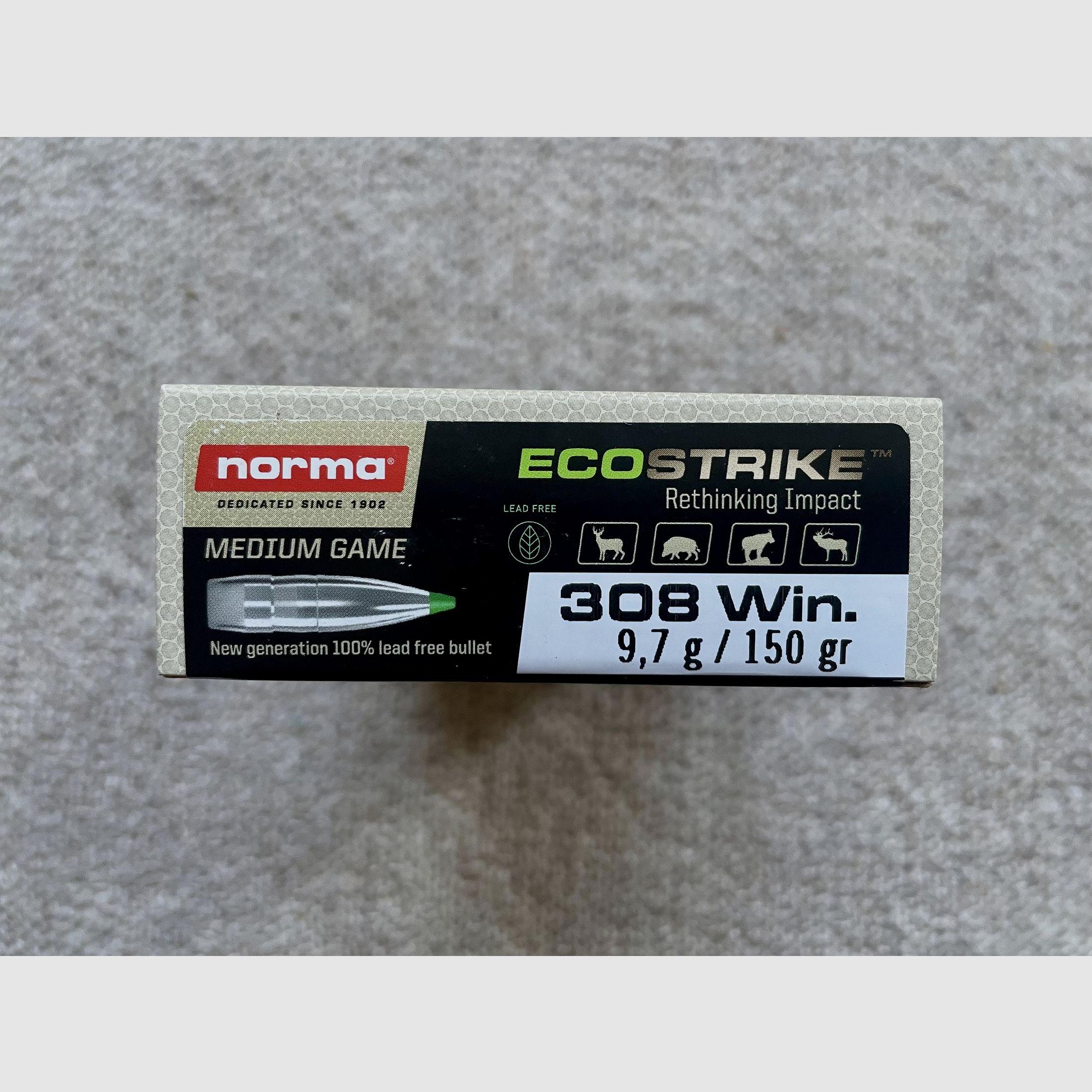 Norma EcoStrike 308 Win bleifrei 9,7g/150gr – 11 Pkg / 220 Patronen neu OVP