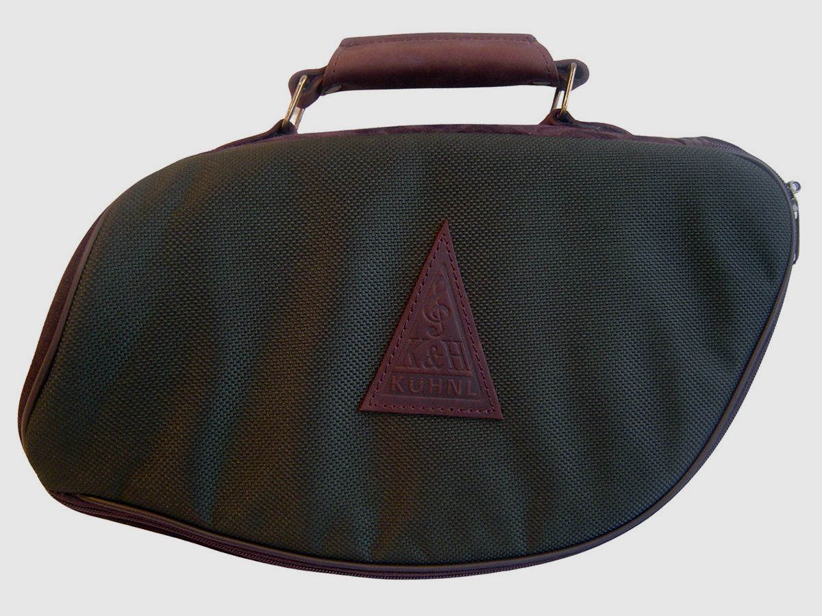Kühnl&Hoyer Plesshorn-Tasche mit Lederapplikation u. Ledergriff grün / gefüttert