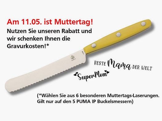 PUMA IP Buckelsmesser /Brötchenmesser gelb