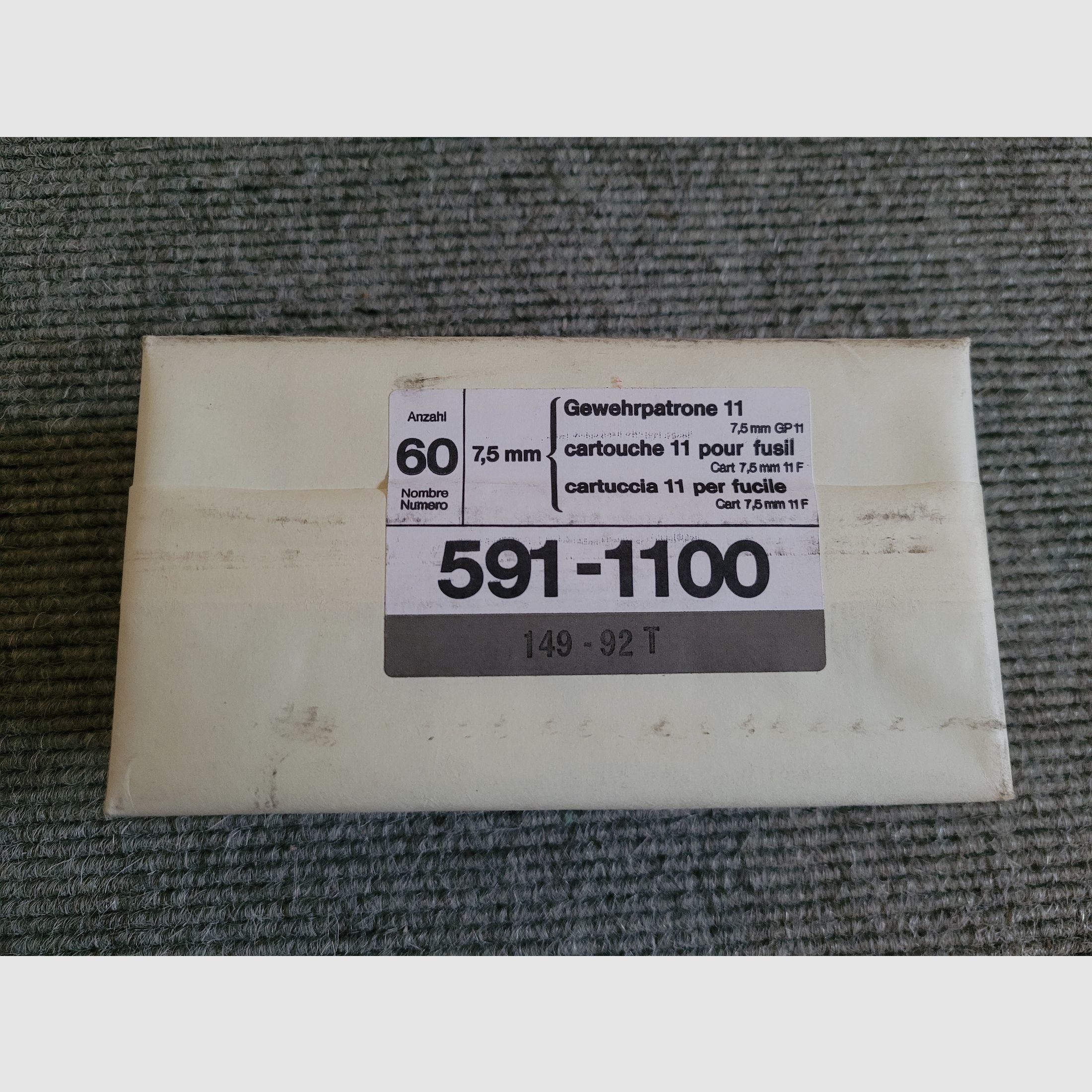 480 disparos VM FMJ 7,5x55 suizo GP 11 fabricación militar suiza original