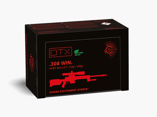 .308 Win. Geco DTX FMJ bleifrei 7.0g / 108grs.