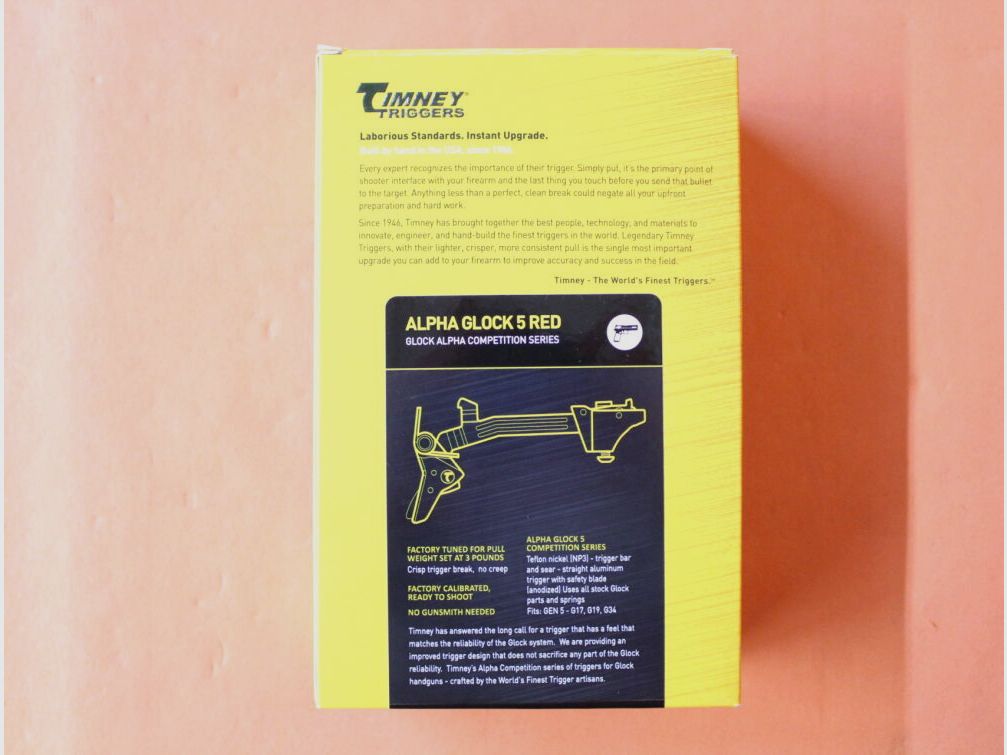 Timney Glock (Gen5): Timney Alpha Trigger Kit Red LG (ALPHAGLOCK5LGRED) 3lb/ Trigger resistance approx. 13.6N