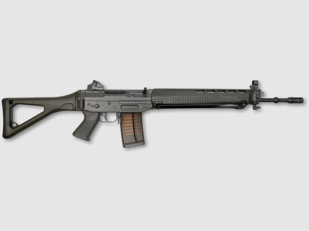 Sig Sauer – Halbauto / SG550 / SAG PE90 Green / mit Putzzeug CH / Koffer / GP90