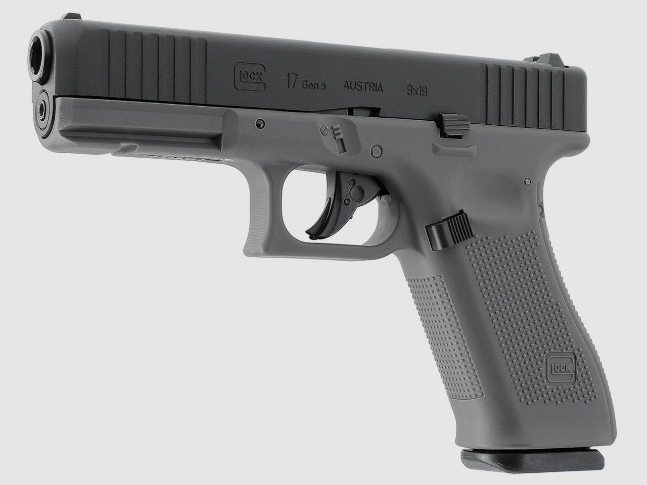 CO2 Softair Pistole Glock 17 Gen5 Tungsten Gray Blow Back Metallschlitten Kaliber 6 mm BB (P18)