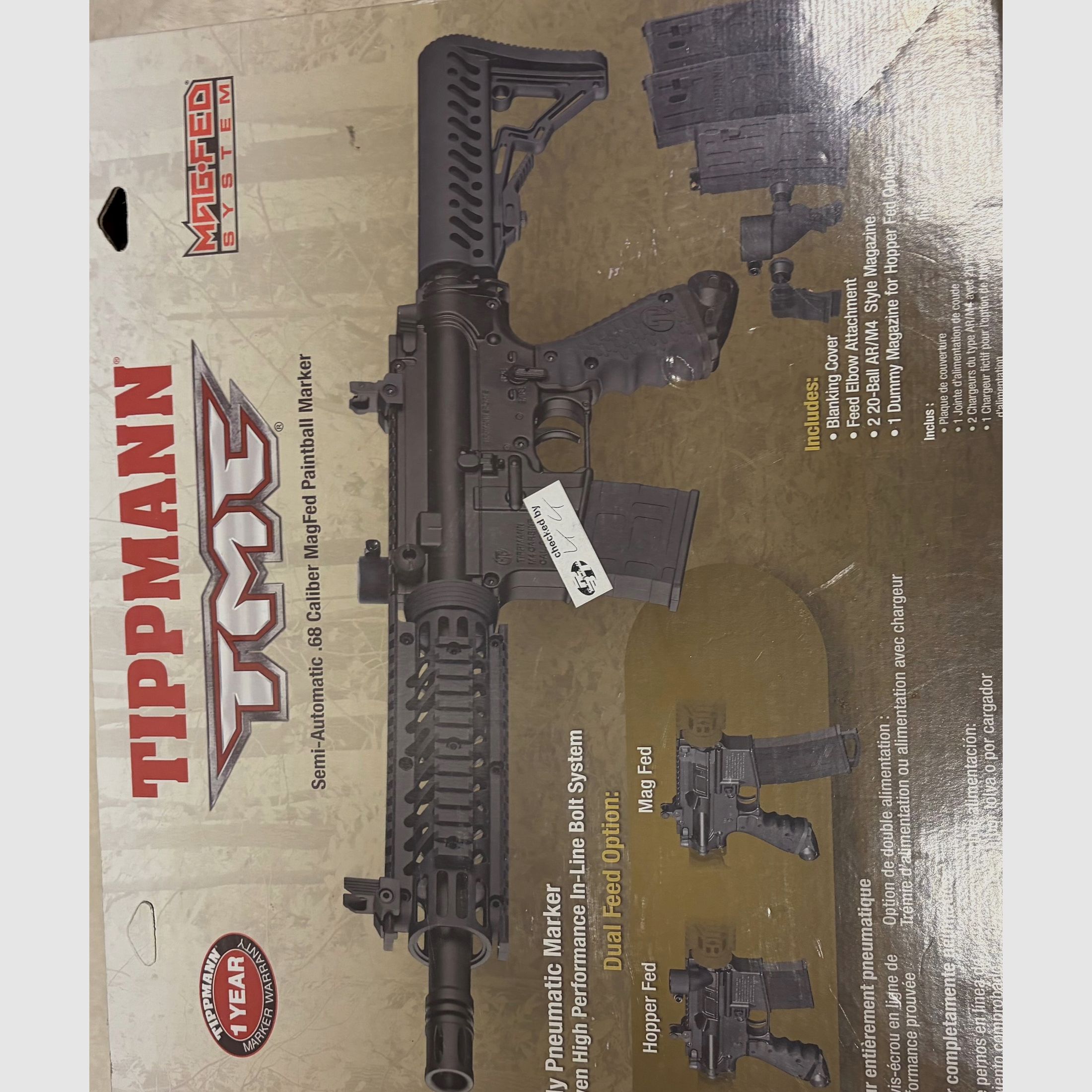 Tippmann TMC MagFed marcador en estilo M16 + 2 cargadores y botella grande 5 páginas 21 tv