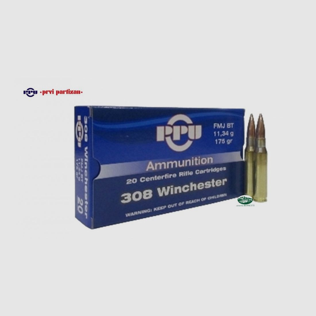 PPU PRVI PARTIZAN Munition Kal.308 Win FMJ BT 175gr.