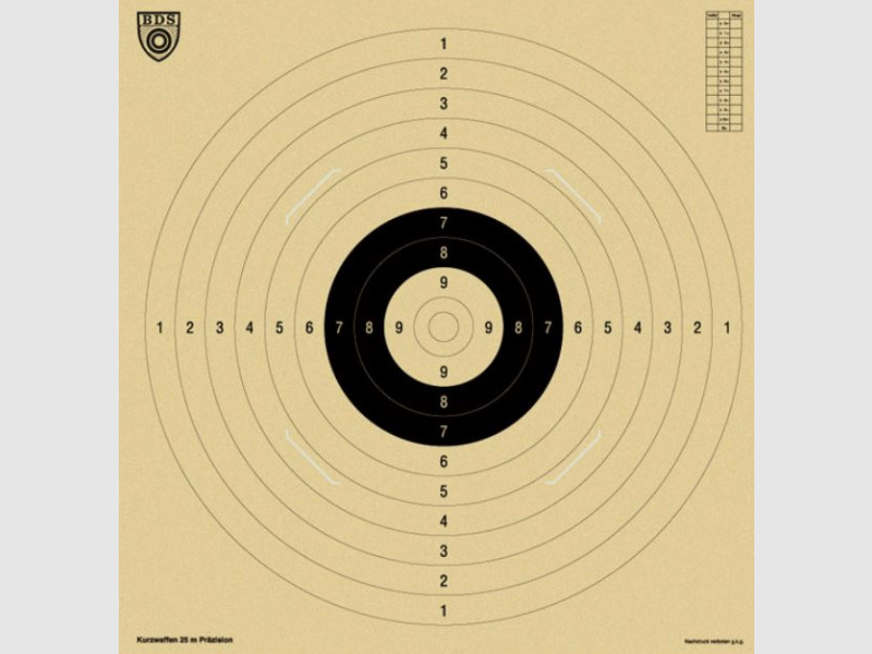 BDS KURZWAFFEN-SCHEIBE (Z 9) - 55x52CM - MIT SCHLITZ - 1 STÜCK