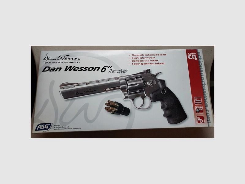 Dan Wesson 6" Revolver 4,5 mm Stahl BB Co2 Silber (P18)