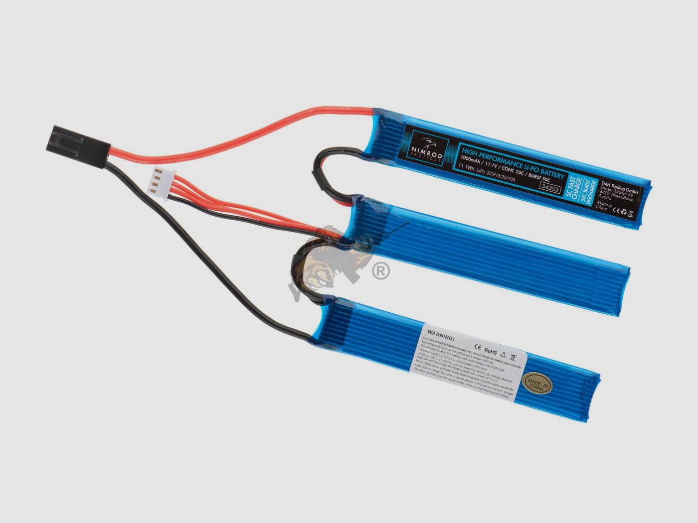 Nimrod Airsoft LiPo Akku 11.1V 1000mAh, 25C dreiteilig - Mini Tamiya