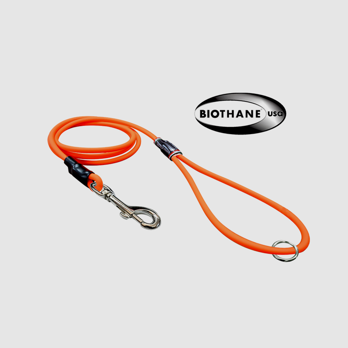 LEINEN MIT KLASSISCHEM KARABINER AUS BIOTHANE® USA – 130cm (ORANGE)