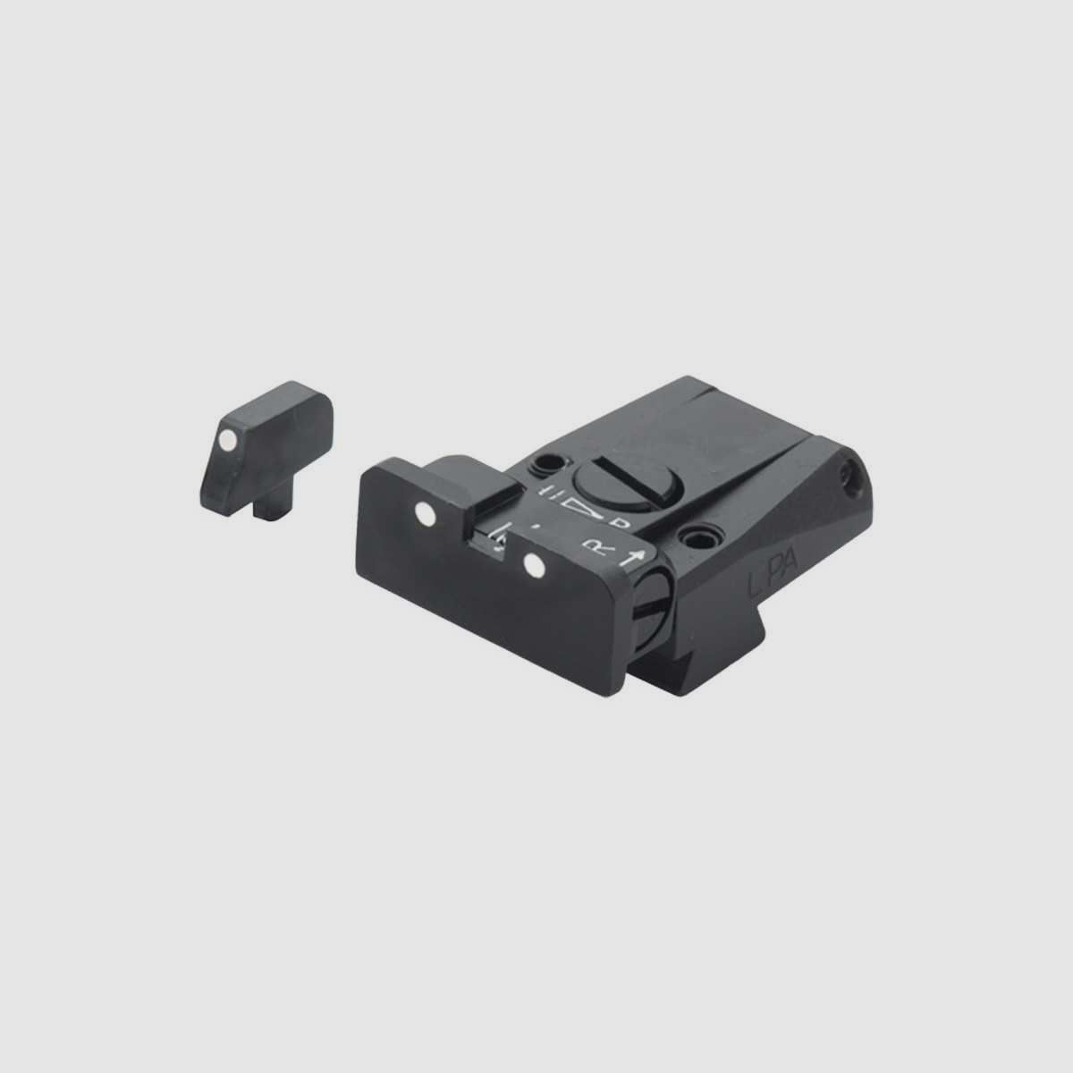 Adjustable rear sight and front sight