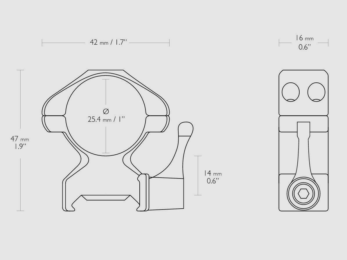 HAWKE 23012 1" 25,4mm Präzision Stahl Ringmontagen Hoch für Weaver Schiene