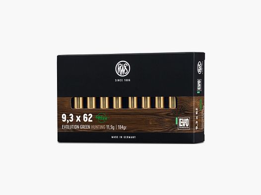 Patrone RWS Evo Green Kal. 9,3X62 184GR 11,9 G Schachtel mit 20