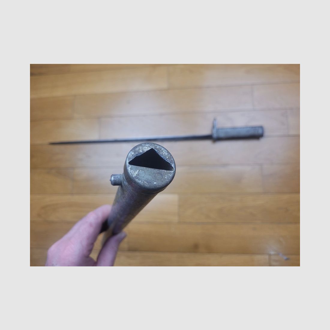 Rare ERSOC bayonet Ersatz ES08 German – iron grip on Belgian socket bayonet base JPL – TBE, image 10 of 18