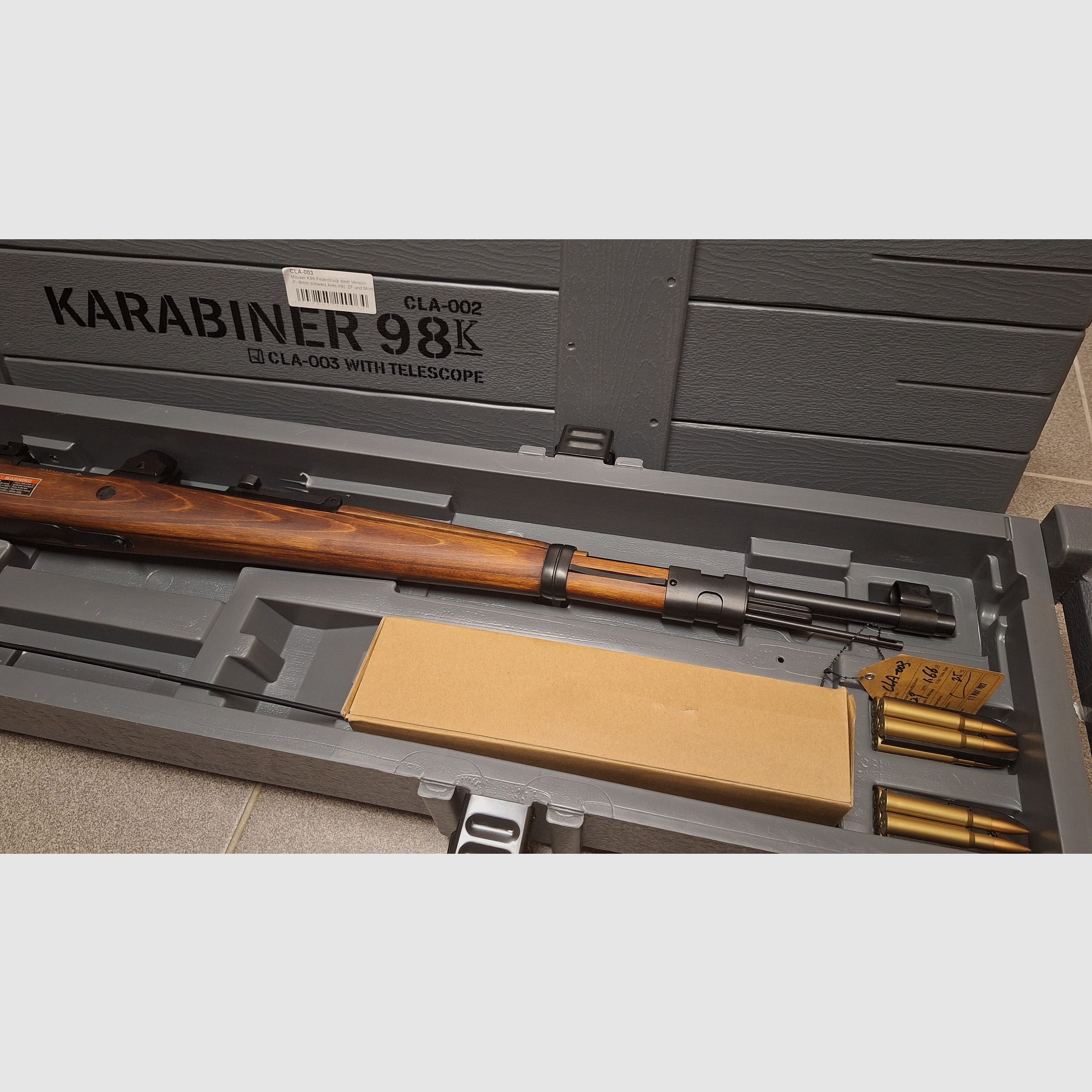 Ares Mauser Karabiner 98K acero rifle de cerrojo con ZF39 6mm BB madera real + caja de armas - ¡NUEVO!