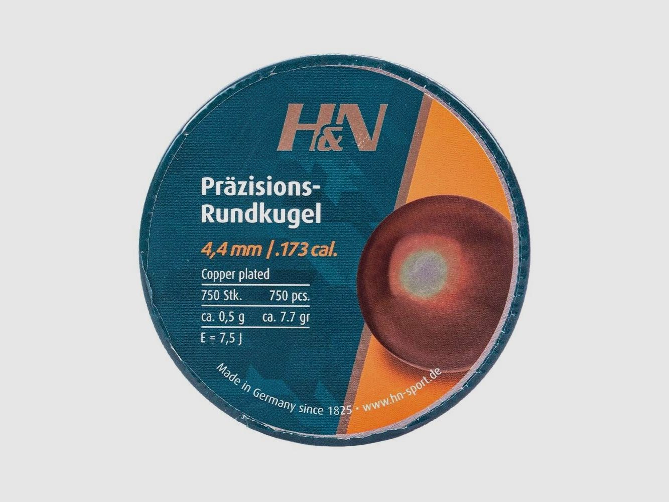 H&N H&N Proiettili a punta / Proiettili rotondi placcati rame / Cal. 4,4 mm /