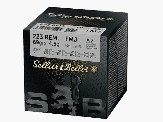 Sellier & Bellot .223 Rem Vollmantel 4,5g/69gr -100St.