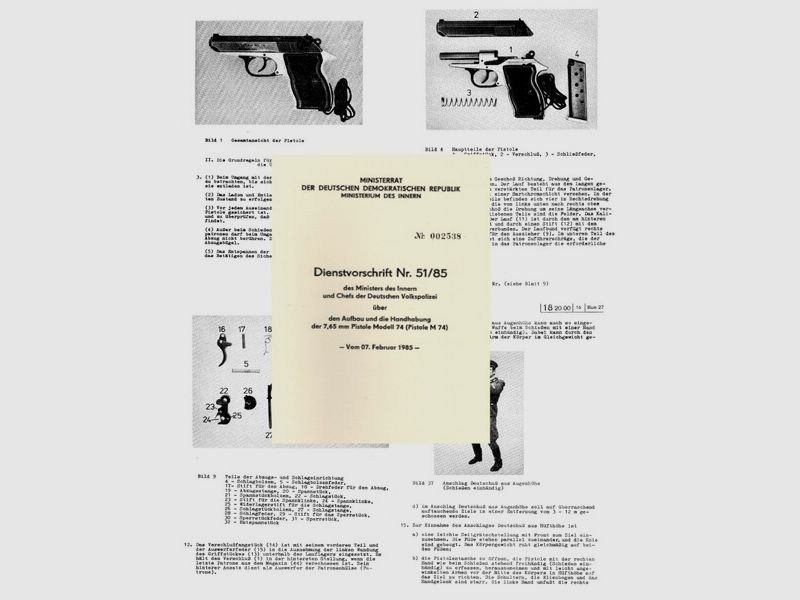 Nachdruck DDR Dienstvorschrift der rumänischen Pistole M74 Cal. 7,65