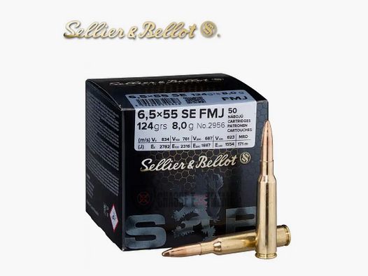 50 nabojów S&B kal 6,5x55SE 124gr FMJ