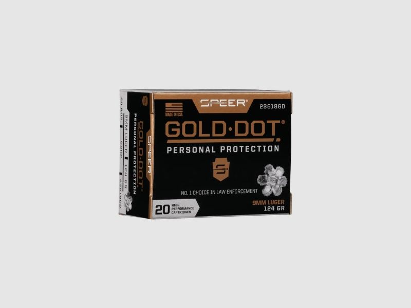 Speer Gold Dot Personal Protection 9mm Luger 124GR GDHP 20 Patronen