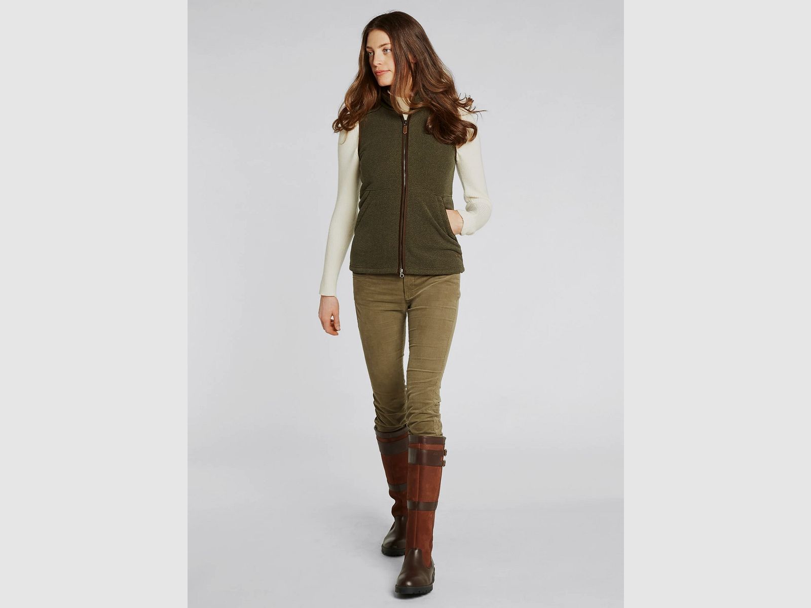 Dubarry carbury gilet polaire pour femme – vert olive, image 2 sur 2
