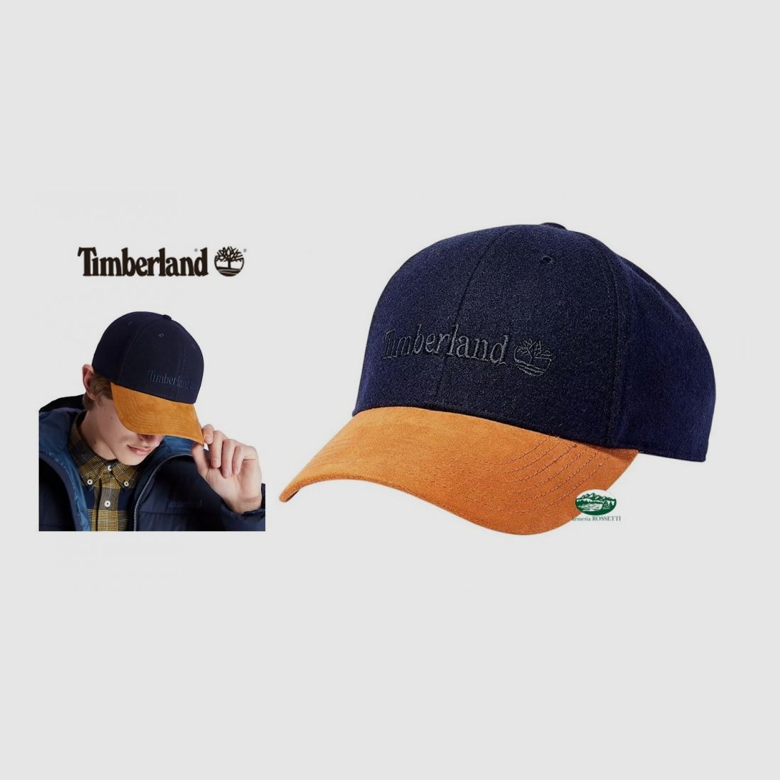 TIMBERLAND Chapeau en laine bicolore à large bord en bleu foncé/marron