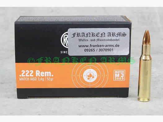 RWS MatchJagd .222 Rem. 52gr. 3,4g 30Stück Staffelpreise