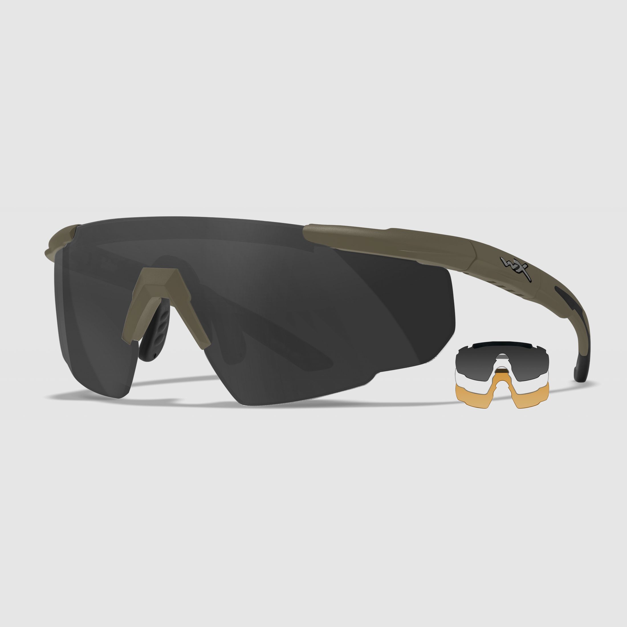 WX SABER Advanced Brille mit 3 Wechselgläsern, Gestellfarbe Matt Tarnfarbe