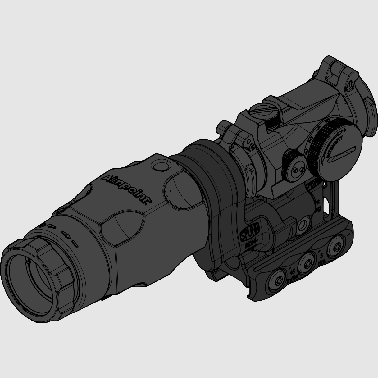 Spuhr RDF-montage - 20225K Aimpoint T-2 Magnifier-montage H57mm/2.25" PIC, afbeelding 1 van 3