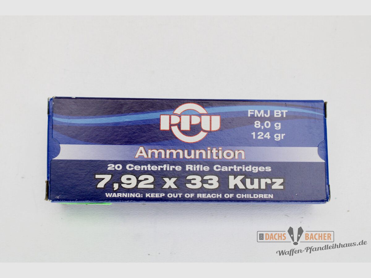 PPU Privi Partizan 7,92x33 Kurz 8g/124r FMJ BT 20 Schuß