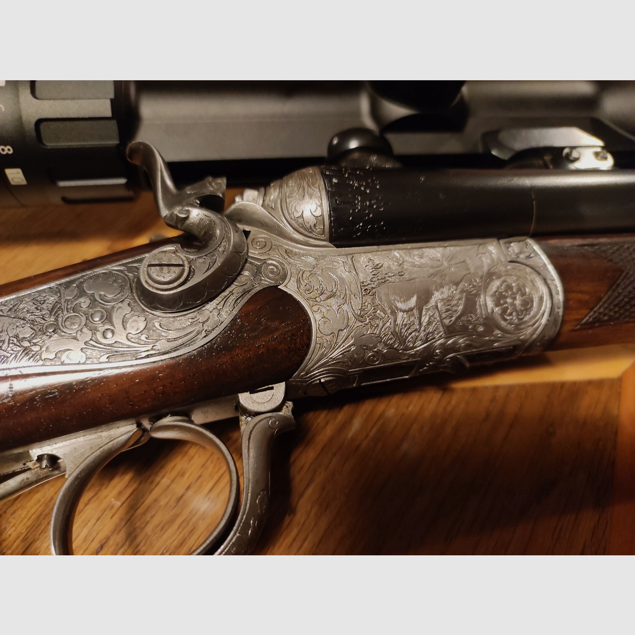 Neuwertiger Ferlacher Drilling 5,6x50R Mag 16/70 Hahndrilling Rouxverschluss kein Krieghoff Blaser Merkel Nimrod Suhl Simson Collath