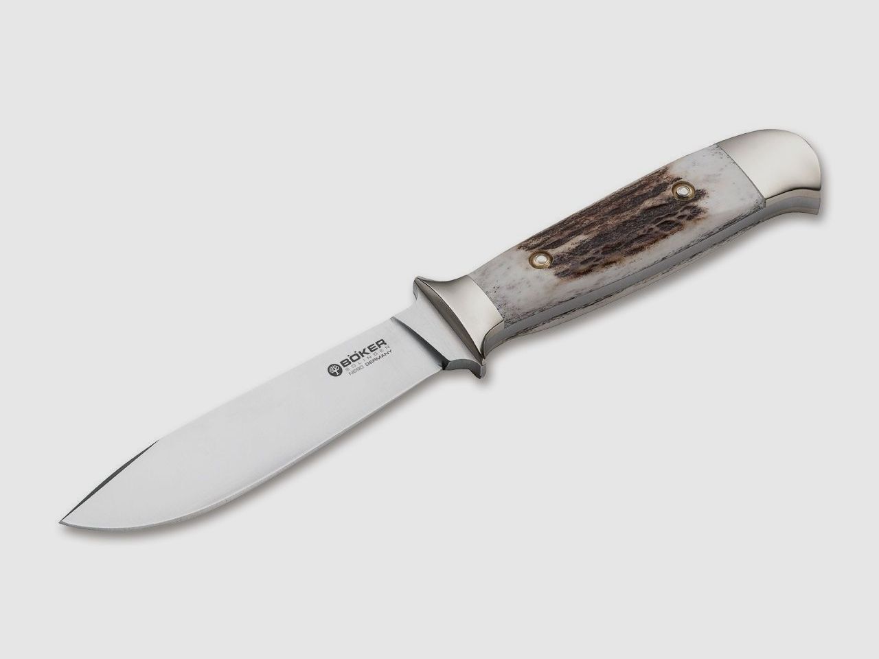 Frsternicker Hirschhorn Jagdmesser Nicker mit hochwertiger brauner Lederscheide