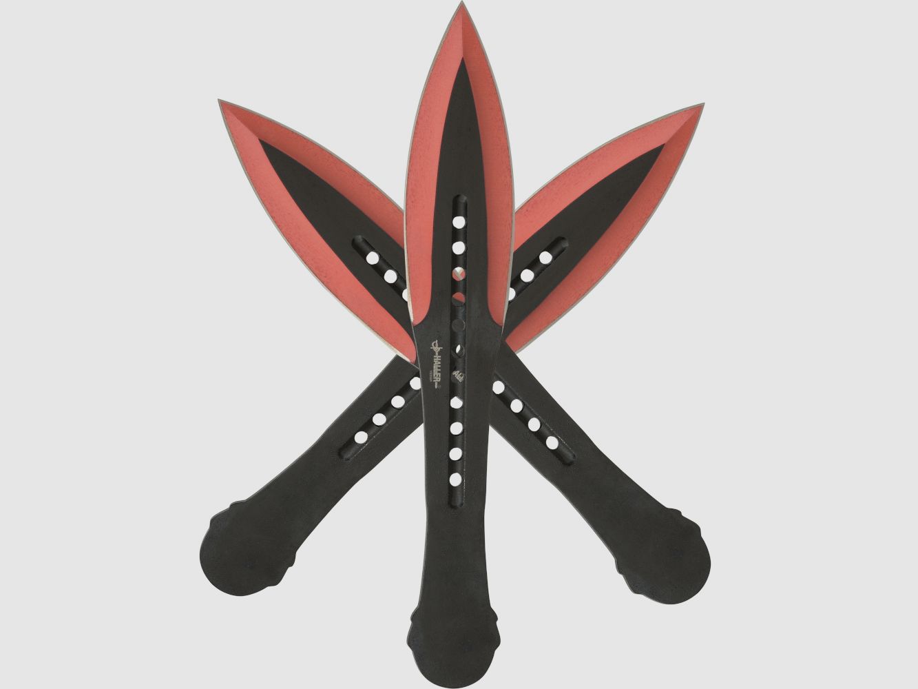 Throwing knives Red tip 3-piece set black coated