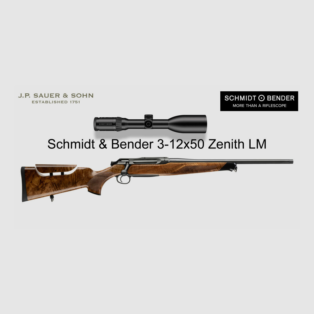 J.P. Sauer & Sohn Sauer 505 Ergo Lux Rifle Repetidor HQ3 Paquete de Equipamiento Elegance + VSR | 8.5x55 Blaser | Schmidt & Bender 3-12x56 Zenith